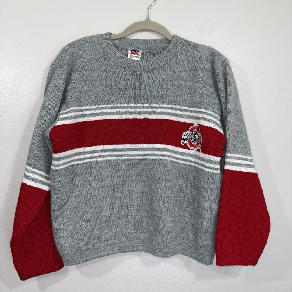 Vintage 90s Ohio State Knit Sweater Kids Size Large 16/18 Or Adult Small OSU